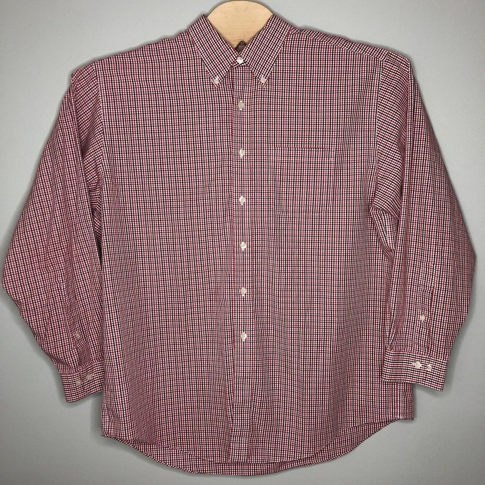 Brooks Brothers Men's XL Red Gingham Check Button Down Long Sleeve Casual Shirt